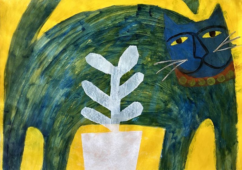 Cat and plant