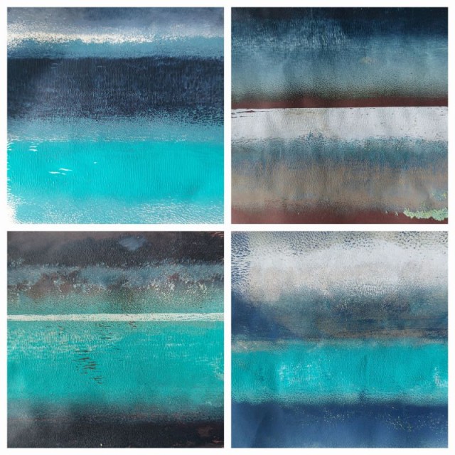 Anita Reynolds gelli plate monotypes - seascapes