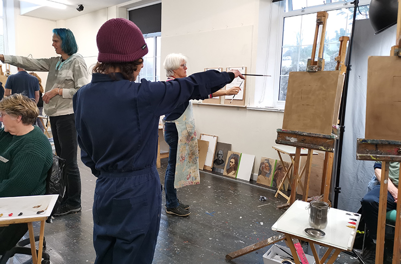 students at newlyn school of art painting